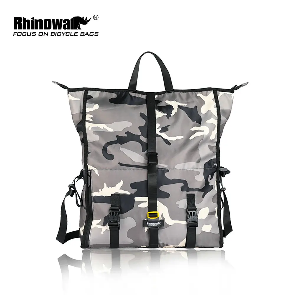 Gray Camouflage Rhinowalk велосипедная сумка на заднюю стойку, сумка для велосипедного седла, сумка для хранения, дорожная сумка для мужчин и женщин, сумка для фитнеса и бизнеса, Повседневная сумка - Цвет: Gray Camouflage