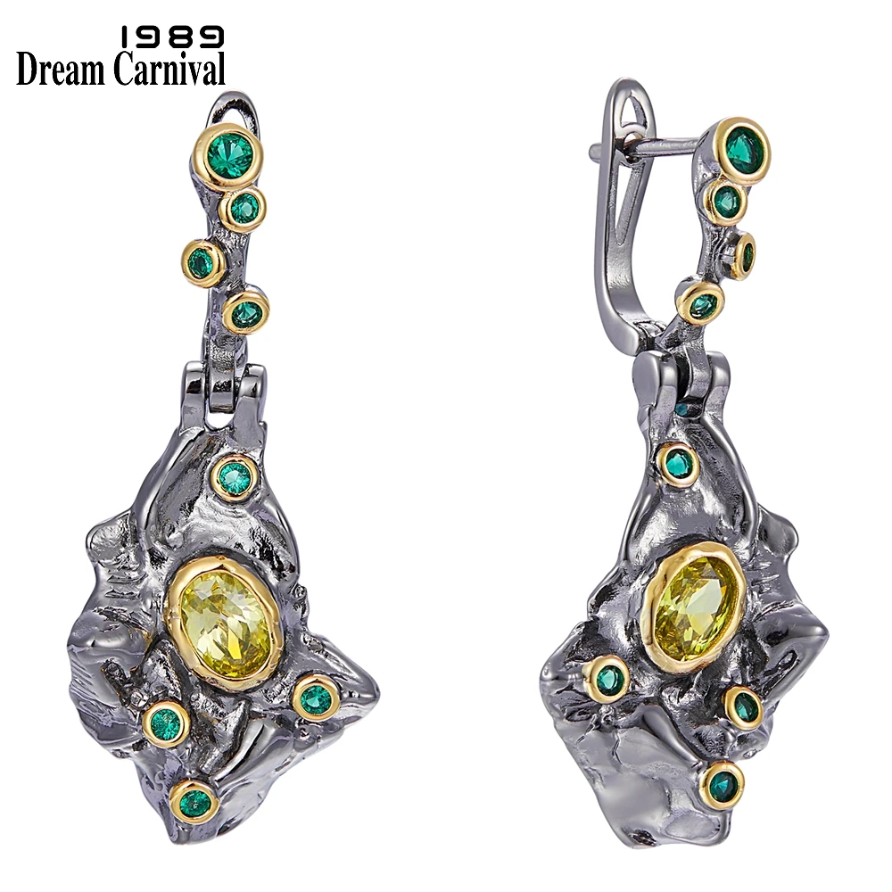 Женские серьги с фианитом DreamCarnival1989 уникальные зеленым цирконом и оливином Осень