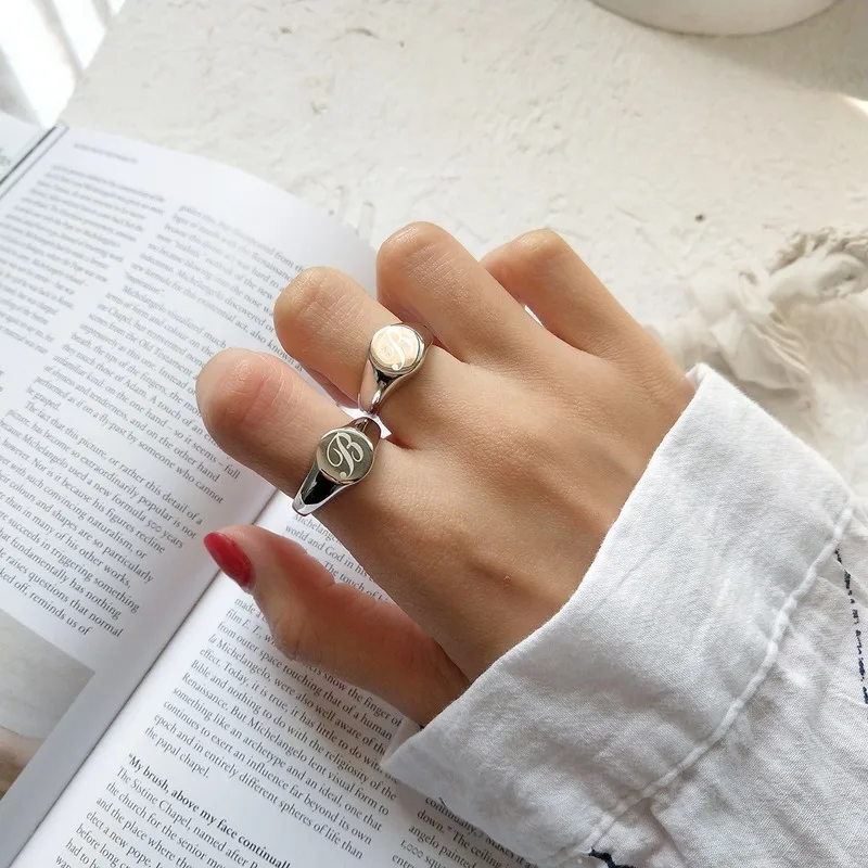 Leouerry Новое искусственное серебряное кольцо с английской буквой B простой