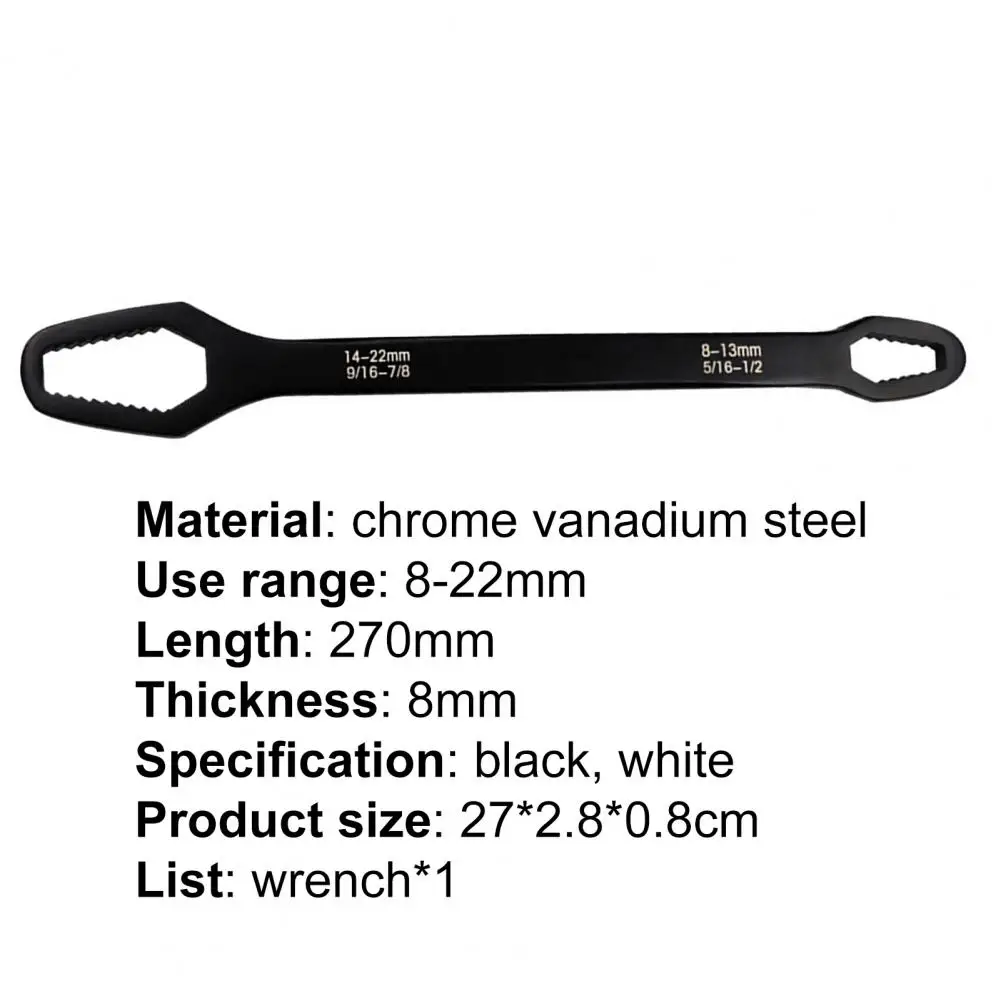 

8-22mm Wrench Dual-head Firm Clamping Chrome Vanadium Steel Multifunctional Self-tightening Spanner for Mechanical Engineering