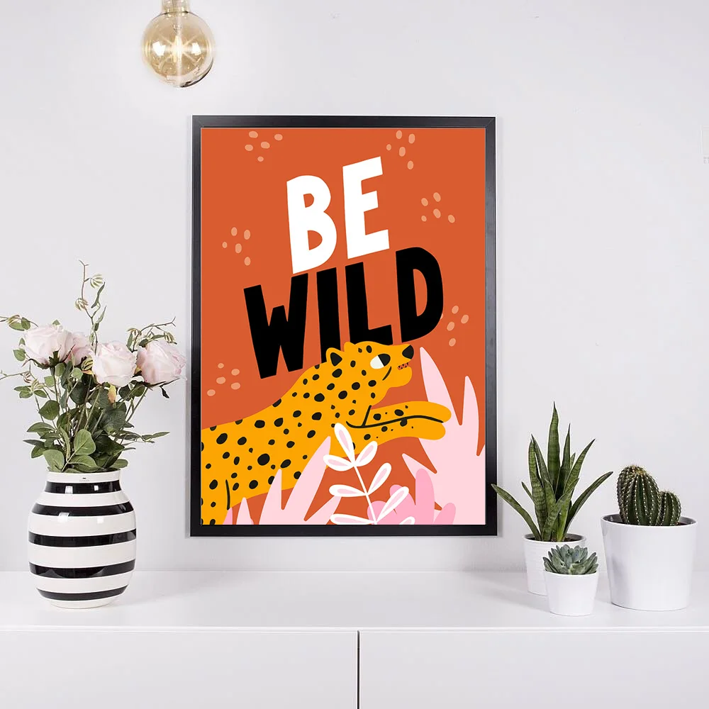 Настенные картины на холсте с изображением диких животных леопарда листьев | Дом