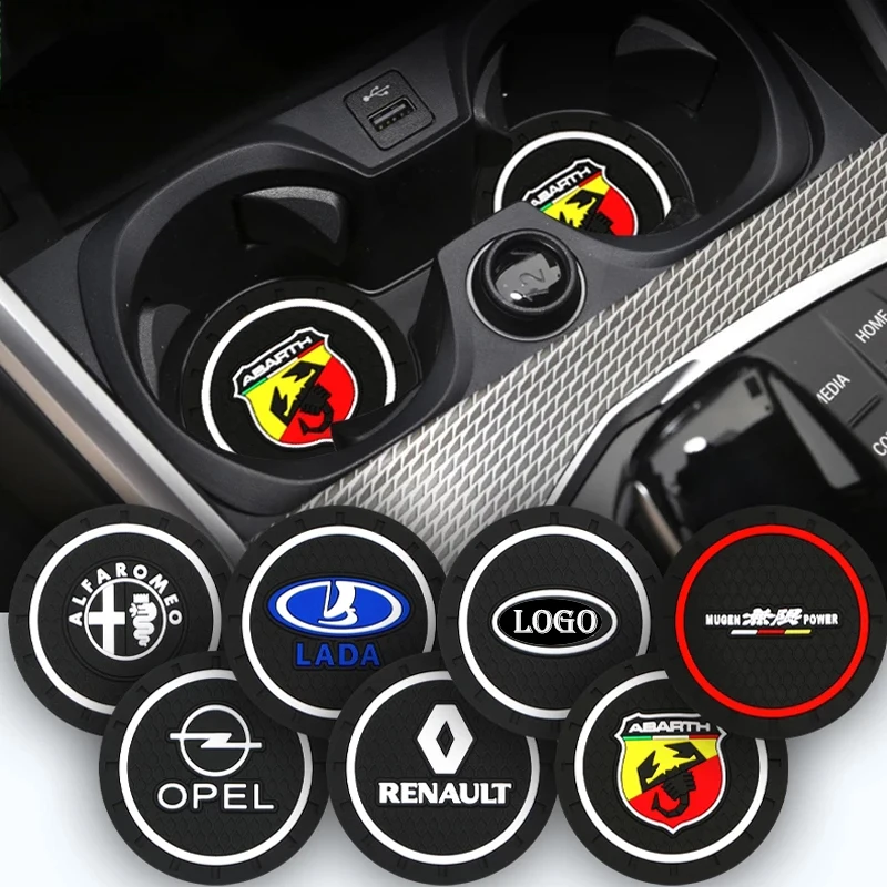 Автомобильный нескользящий коврик с эмблемой 2 шт. для держателя стакана воды VW