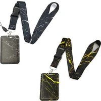 marble pattern printing neck strap keychain creative lanyard for keys bus id name work card holder mobile phone rope accessories