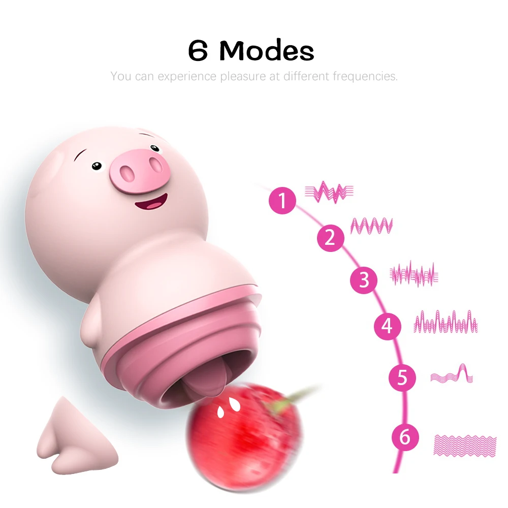 Фаллоимитатор в форме копилки для лизания языка вибратор с 6 частотами