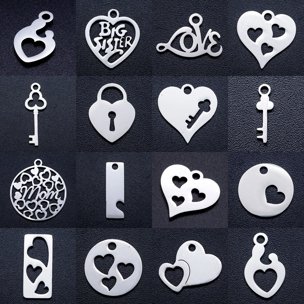 10 шт./лот лазерная резка сердца из нержавеющей стали сделай сам Очаровательное