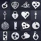 10 шт.лот, нержавеющая сталь, лазерная резка, сердце, изготовление ювелирных изделий, шармы, оптовая продажа, ожерелье с замком для мамы, кулон, браслет для любви, шармы