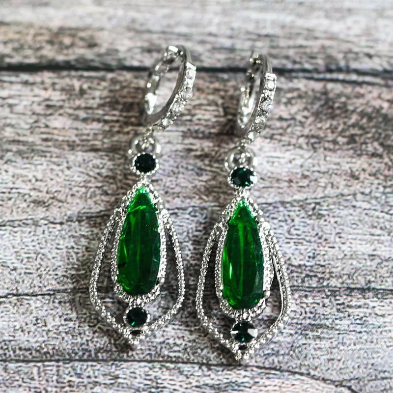 Модные женские висячие серьги в Корейском стиле подвески с зеленым камнем модные