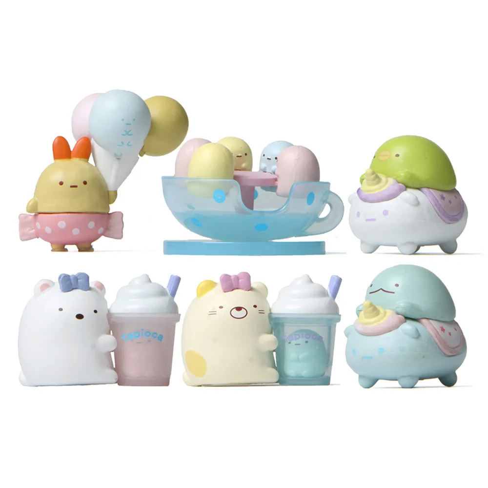 6 шт./партия милый аниме Sumikko Gurashi ПВХ фигурка модель десерт серии Пингвин медведь