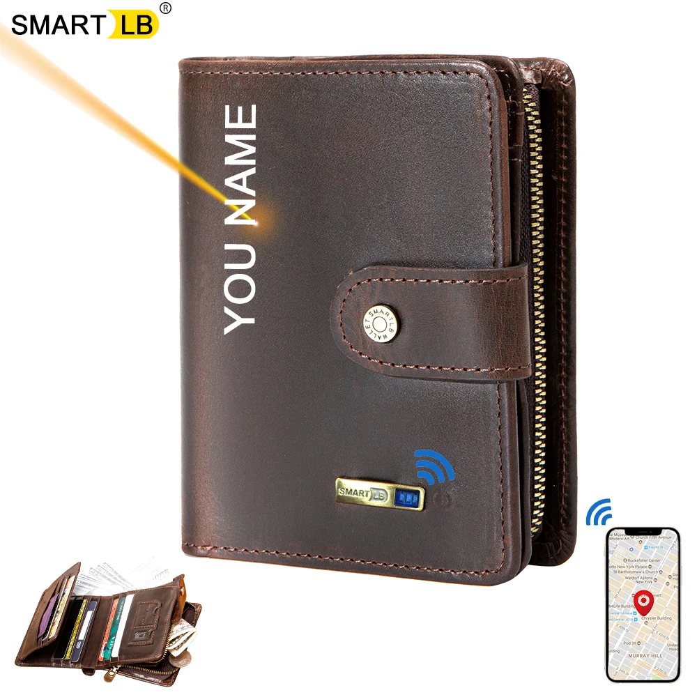 Smart  Bluetooth-compatible Wallet Anti-lost Genuine leather Mens Wallets card holder Wallet Finder 