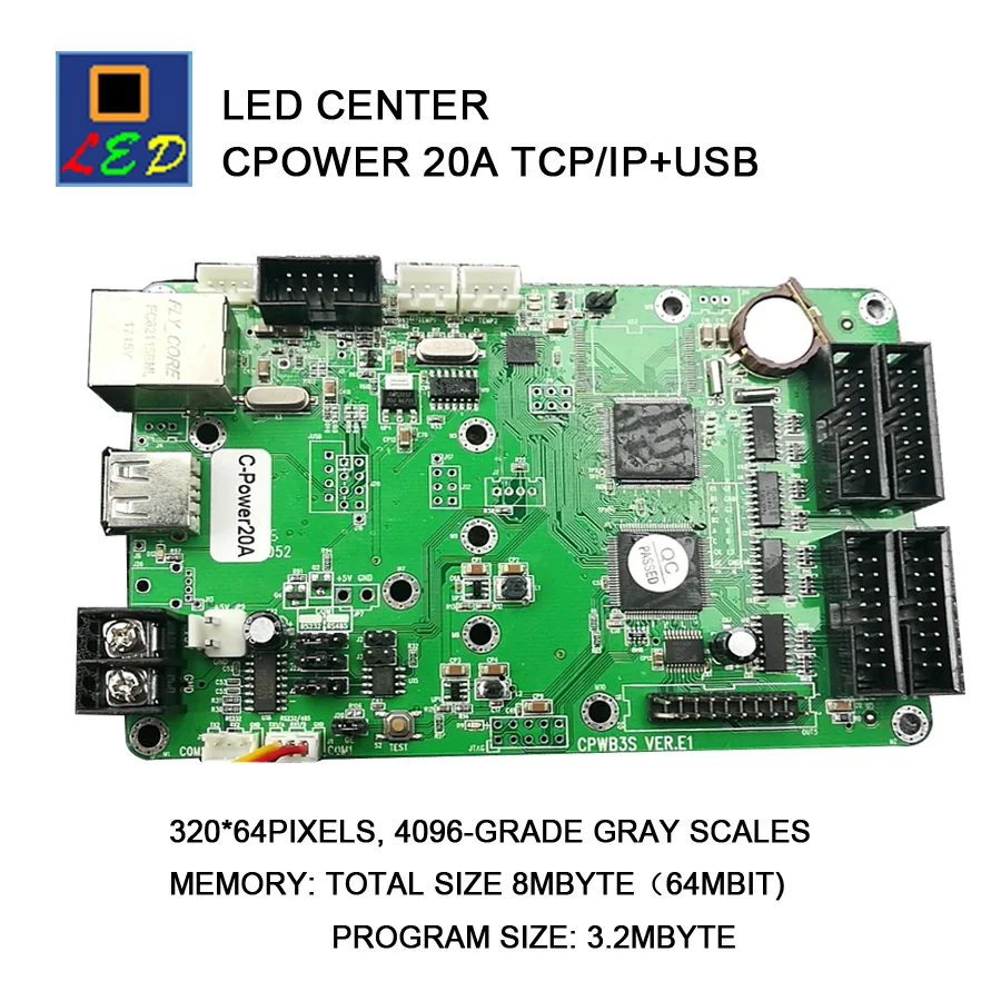 

lumen LED CENTER CPOWER20A USB+COM+NETWORK CONTROL CARD with 4096-grade grey-scale LED SIGNS BOARD full color led display