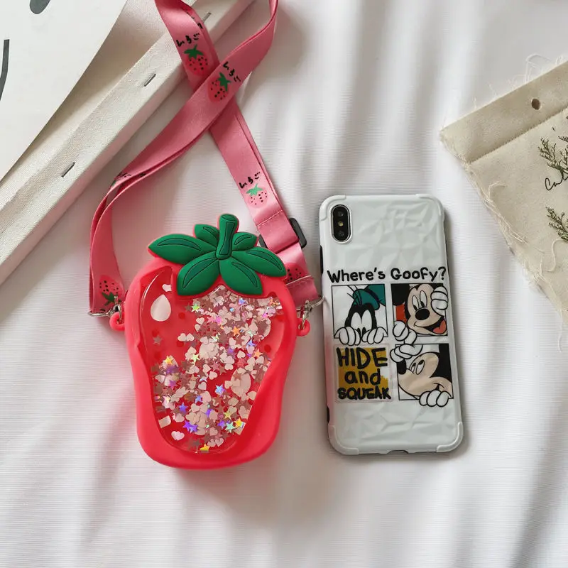 

Fashion Girls Baby Mini Crossbody Bags Silica Gel Fruit Sequins Kids Coin Purse Lovely Children Small Shoulder Bag Money Holder