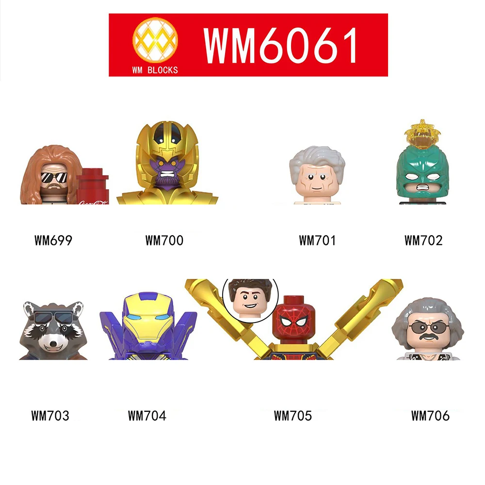 

8pcs Baby Toy Movies Series Star Bricks Wars Action Mini Figure Heads Building Blocks Dolls Anime Figures WM6068