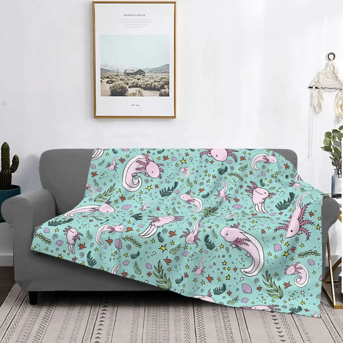 

Axolotl-Manta de oración para niños, manta con capucha, a cuadros y colchas, 220240, manta decorativa de Anime a cuadros
