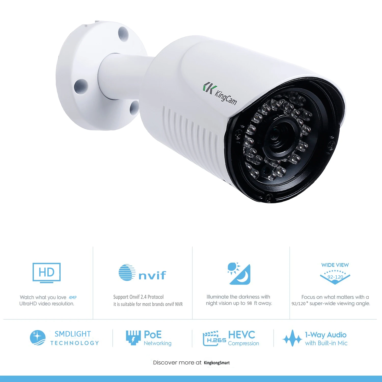 Kingcam H.265 металлическая Антивандальная 48 В POE IP камера 4MP/1080 P безопасности, видеонаблюдение, водонепроницаемая открытая CCTV Проводная камера s