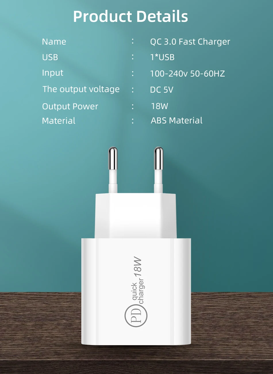 USB зарядное устройство 18 Вт PD Быстрая зарядка usb type C PD зарядное устройство для iPhone X XS XR портативное QC 3,0 зарядное устройство для телефона huawei samsung адаптер