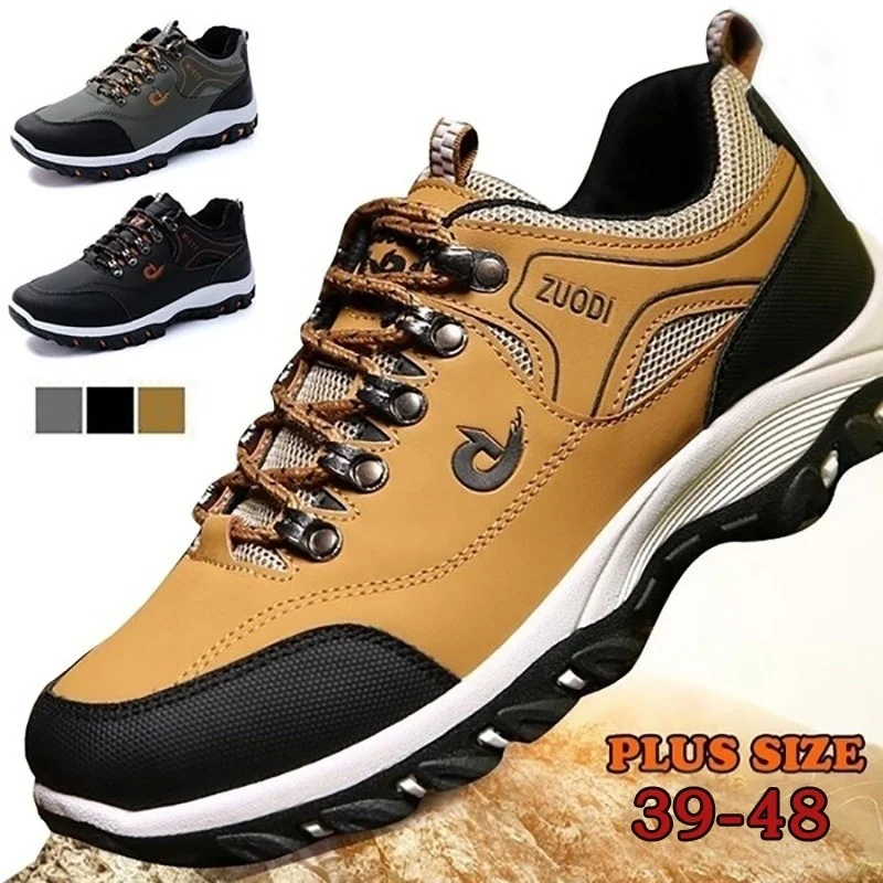 Outdoor Mens Hiking Shoes Waterproof Trekking Sneakers Breathable Fishing Camping Shoes Lace-up Hunting Boots Mountain Boots