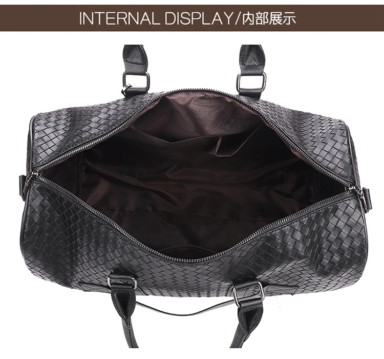 

Large Capacity Travel Bags Men Women PU Leather Woven Pattern Travel Bag Shoulder Bags Business Travel Bag Luggage Duffle Bags