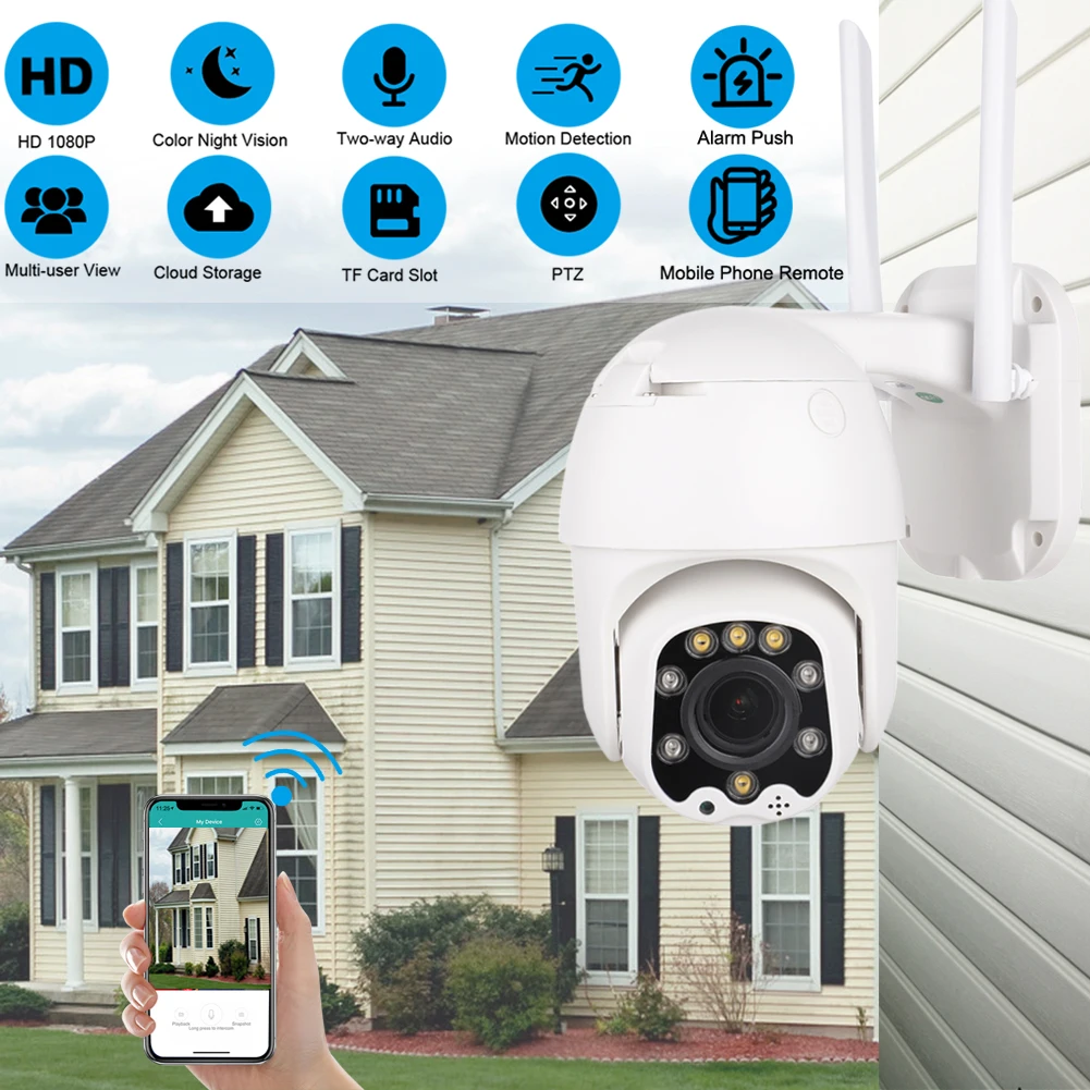 Беспроводная купольная камера видеонаблюдения 1080p наружная двусторонняя