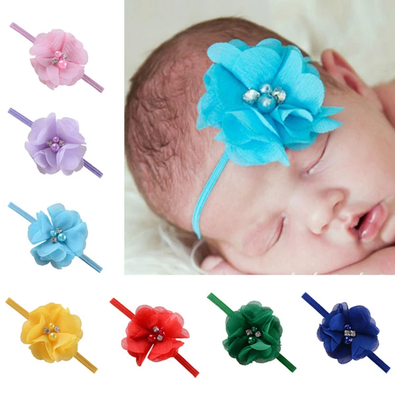 

13Color Fresh Style Chiffon Fabric Flower Bandeau Bebe Hair Bands 2021 Baby Girl Headband Hairband For Children Hair Accessories