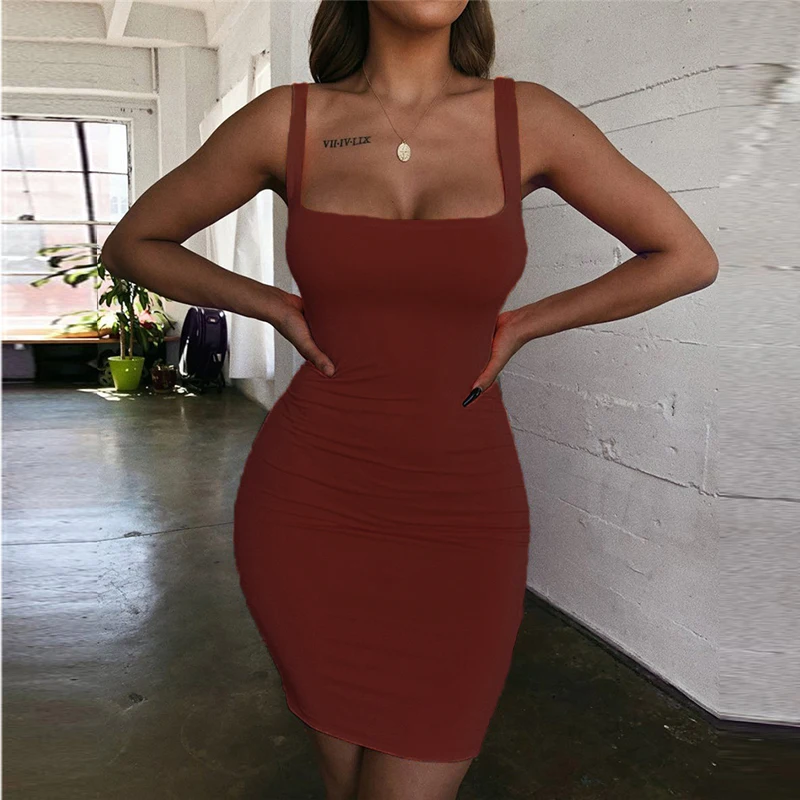 

Green dress Mini Bodycon Women Summer new fashion Dress Backless Sexy Wrap Neon sleeveless Dress jurk dames Club Party