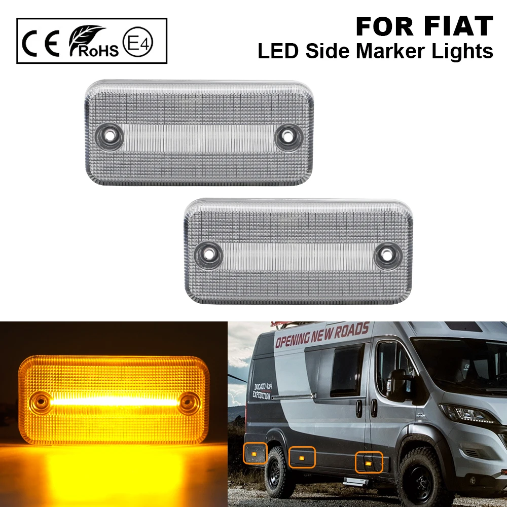 

For Fiat Ducato Citroen Relay Peugeot Boxer Renault VOLVO MAN F Iveco DAF JEEP Cherokee II LED side marker lamp Clear 2X Amber