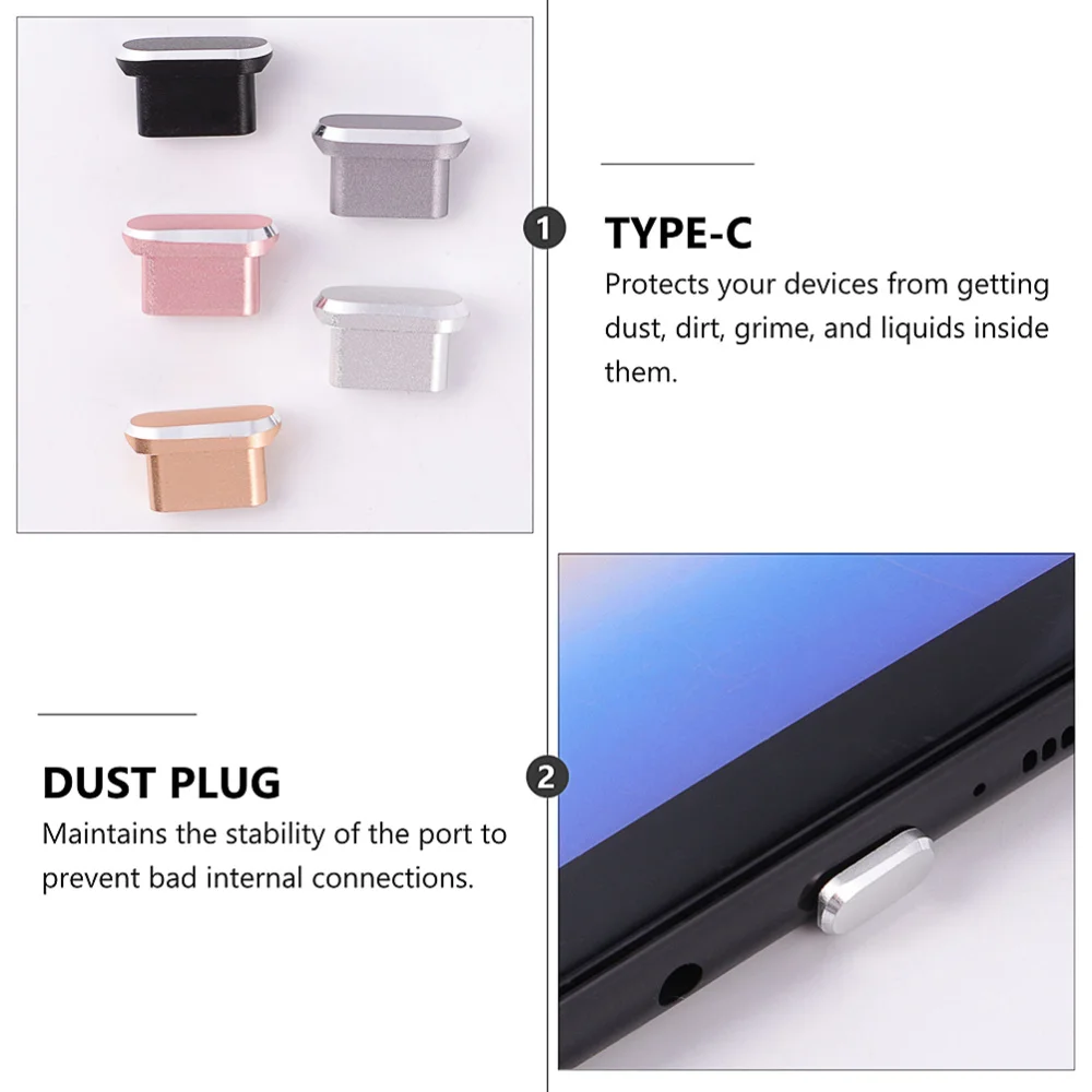 

6pcs Type-C Phone Port Dust Covers Compatible forHuawei (Random Color)
