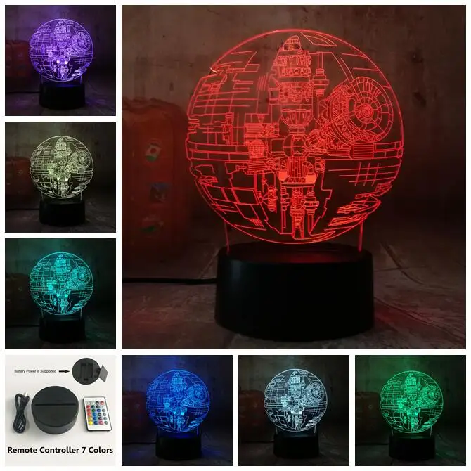 Remote one 7 Color Горячая Распродажа новые Звездные войны, Звезда смерти 3D светодиодный Ночной светильник 7 цветов стол для сна Lamb Luminaria украшение праздник Дети Подарки Игрушка - Испускаемый цвет: Remote one 7 Color