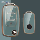 Чехол для автомобильного ключа из ТПУ, чехол-держатель для Volkswagen Polo Golf Passat Beetle Caddy Tiguan Skoda Octavia Kodiaq Seat Leon Altea