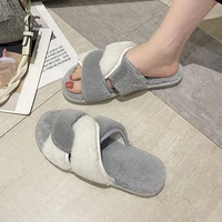 cotton slippers 2022 autumn winter new style shoes women indoors and outdoors home womens plush slippers plush furry slides
