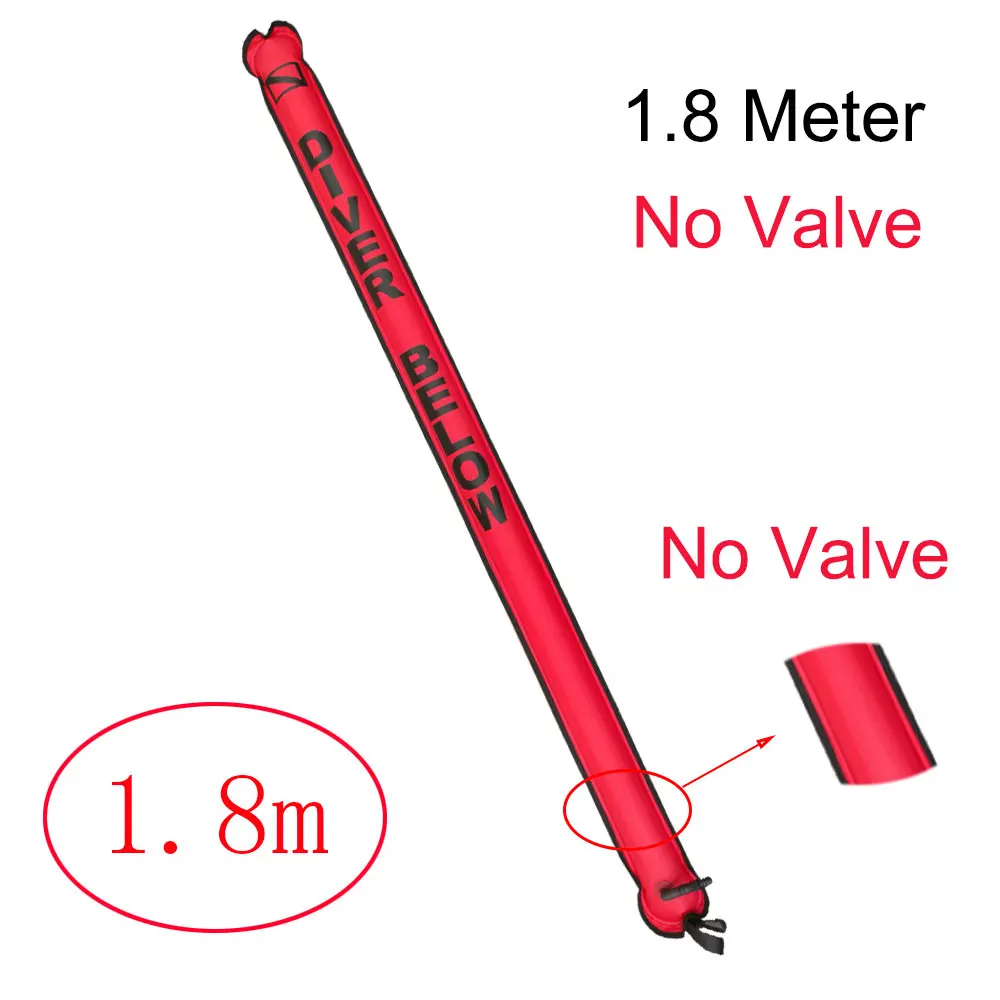 1.8M Red No Valve 1,1 м-1,8 м закрытый Дайвинг поверхность маркерный буй SMB дрейф дайвинг восходящая сигнальная трубка безопасная колбаса Для Сноркелинга - Цвет: 1.8M Red No Valve
