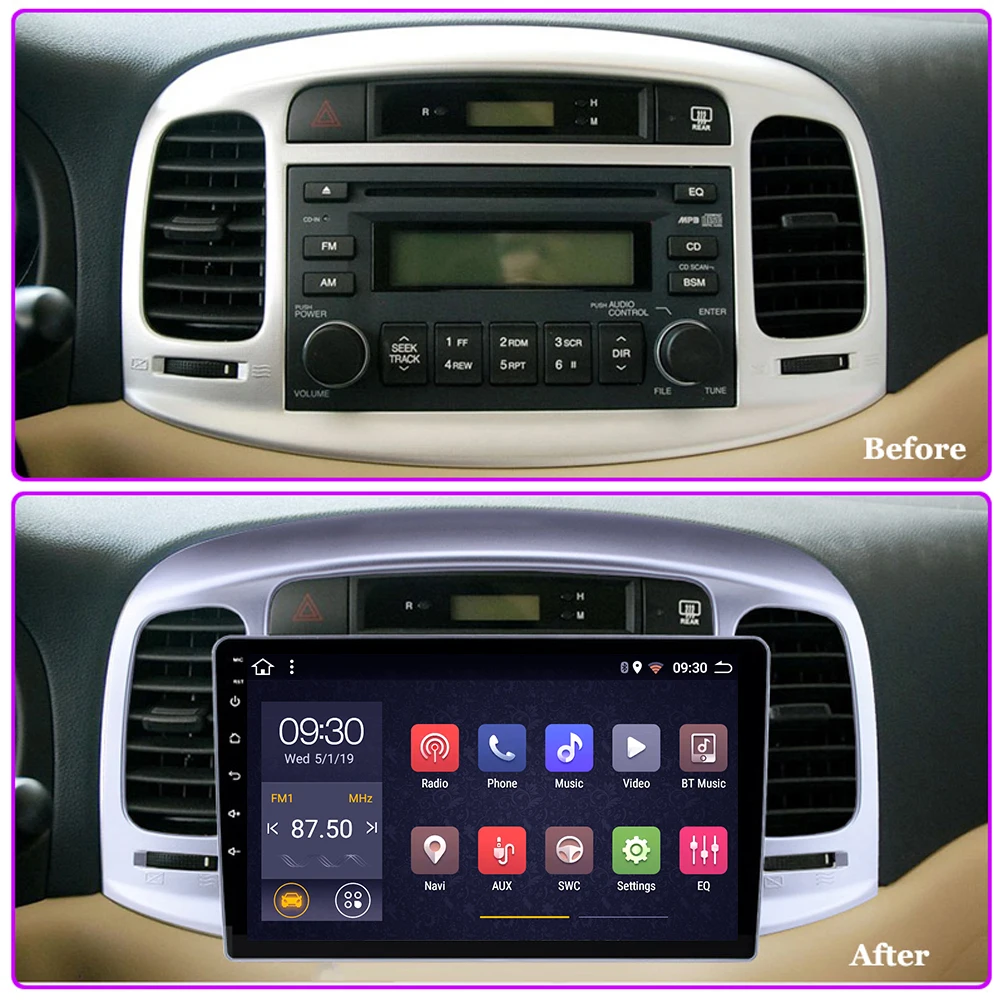 Автомобильный видео для Hyundai Accent DVD-плеер 2006 2007 2008-2011 GPS навигатор 1 din Android 8 AM RDS Wi-Fi