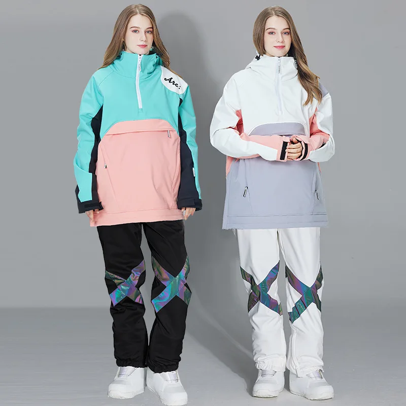 Ski Suit Men Women Ski Hoodie Jacket Winter Outdoor Warm Windproof Waterproof Snowboarding Suit Ski Pants Male Female Skiing Set