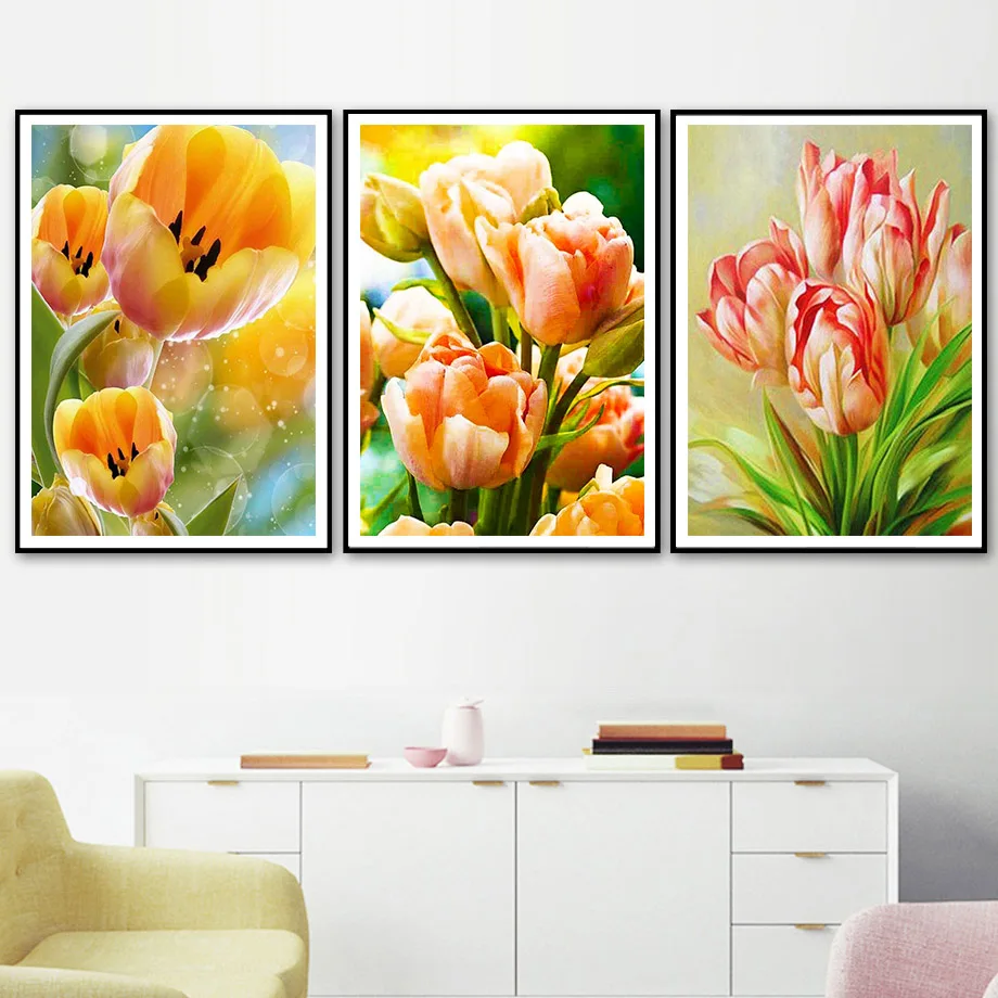

Diamond Painting 5D Diamonds DIY Flower Cross Stitch Full Square Round Embroidery Colorful Handmade Home Room Wall Decor
