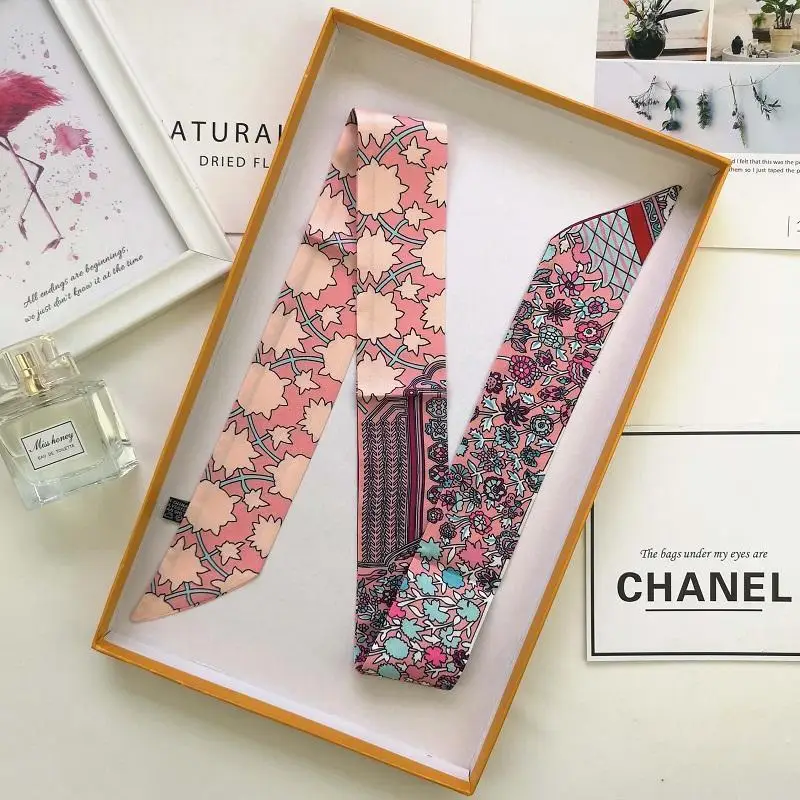 

Small Silk Scarf Top Women Shirt Tie Decoration Korean Scarf Fashion Luxury Brand Ladies Neck Hair Scarf Wrap Handbag Ribbon