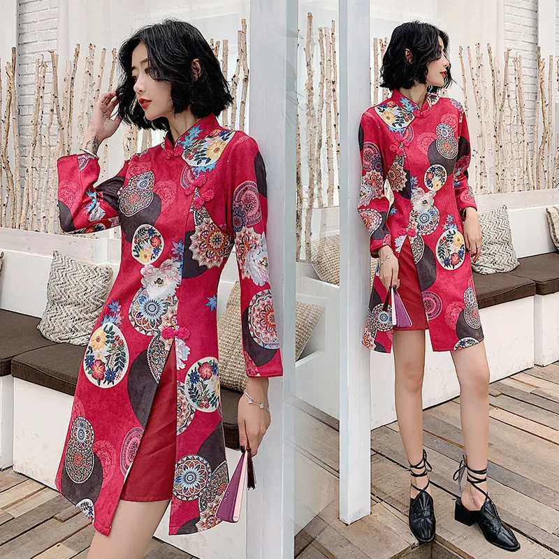2020 летние новые китайские традиционные улучшенные Cheongsam милые замшевые Миди
