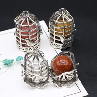 new style necklace pendant natural stone birds cage pendant for jewelry making diy necklace bracelet gift jewelry accessory