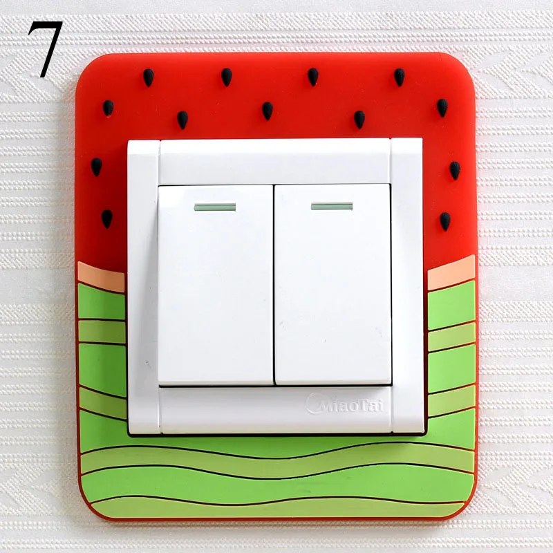 watermelon Милый мультяшный переключатель наклейки Светящиеся в темноте светящаяся наклейка для стены переключатель или гнездо мягкий силиконовый защитный чехол ВКЛ-ВЫКЛ Декор Наклейка - Цвет: watermelon