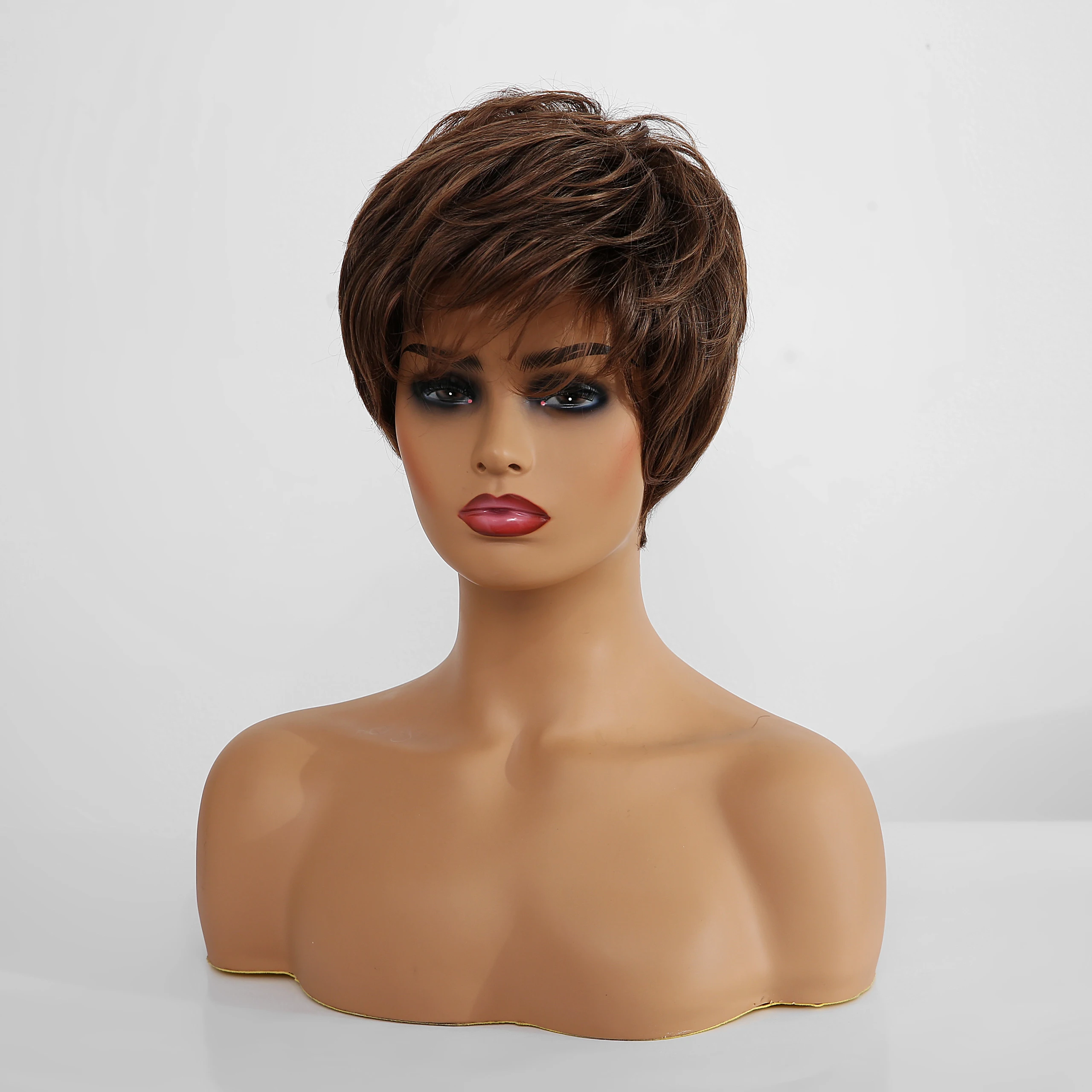 Крошечная Лана короткие прямые человеческие волосы парики смешанные