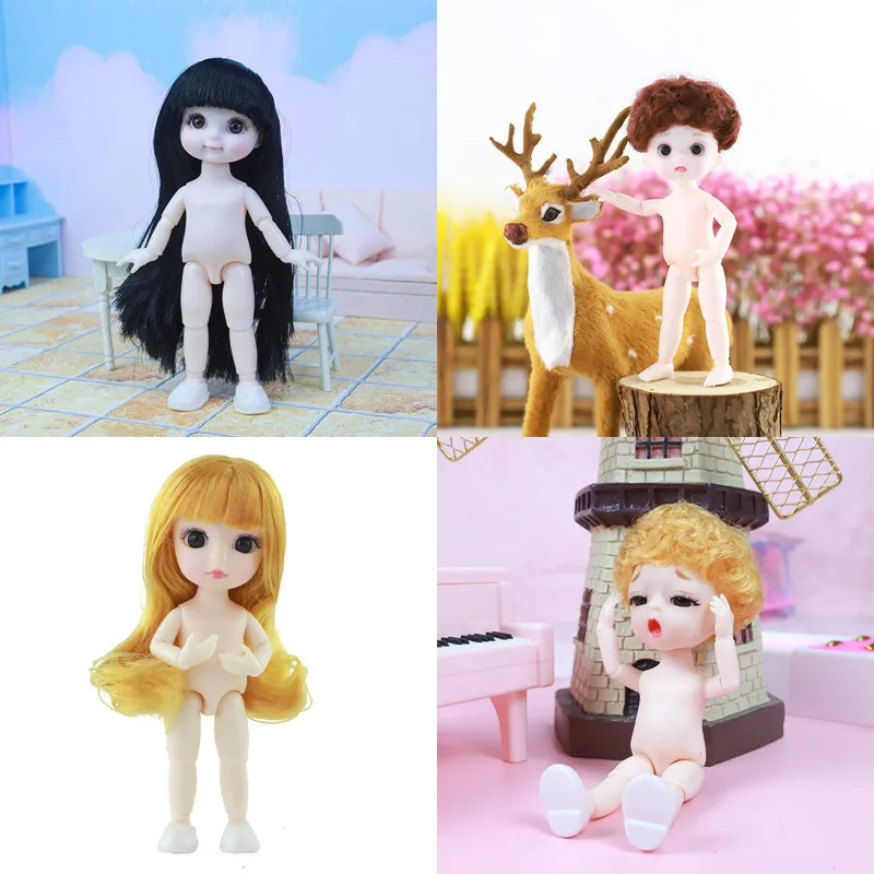 

New 6 Inch Doll Dress Up Bjd 16cm Doll with 13 Joints Movable 1/12 Cute Body Change Makeup Doll Fashion Girl Christmas Gift Toy