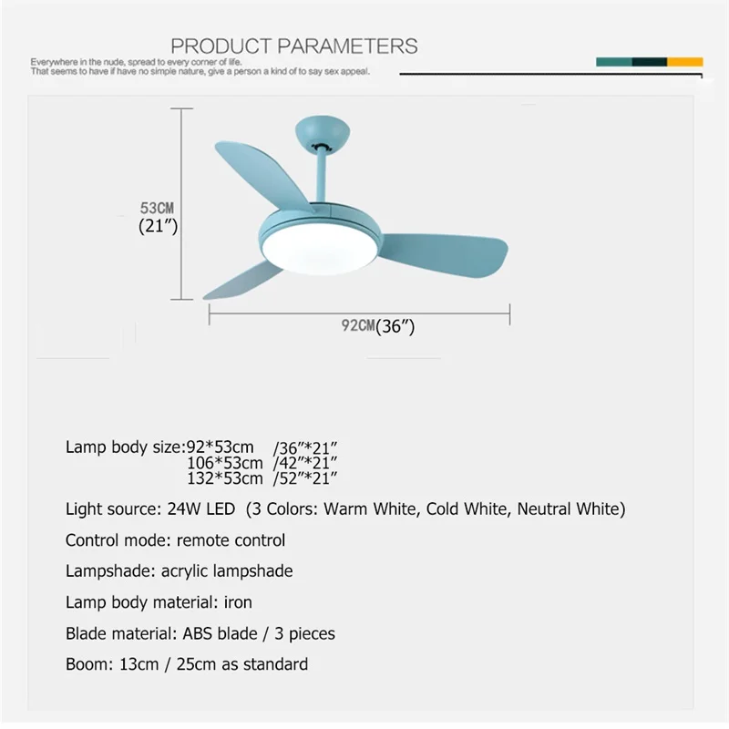 Потолочный вентилятор OUFULA светодиодный светильник с пультом дистанционного