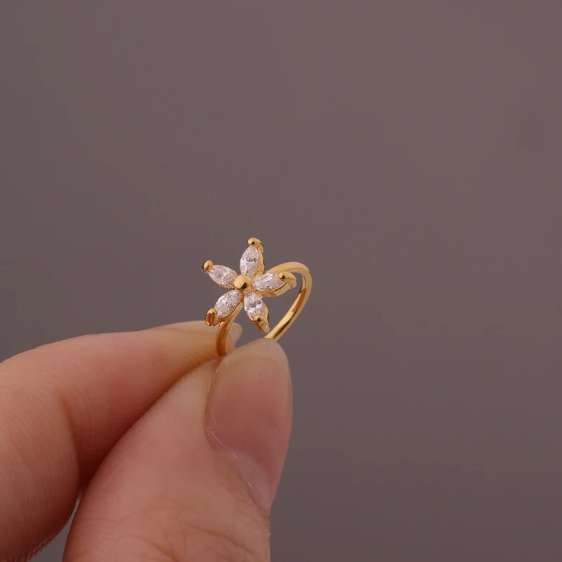 1 шт. Новинка 2019 CZ Маргаритка цветочный обруч тренгус серьги нос ювелирные