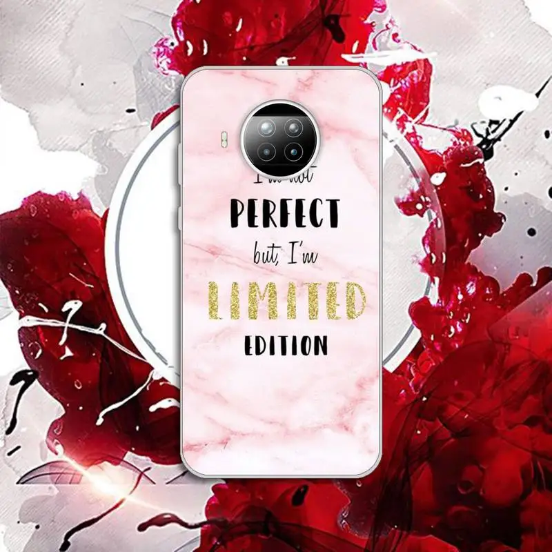 

Phone Case Transparent for Xiaomi mi Redmi note 10 t 8 9 pro lite 11 Samsung S 8 9 10 20 Pink marble text