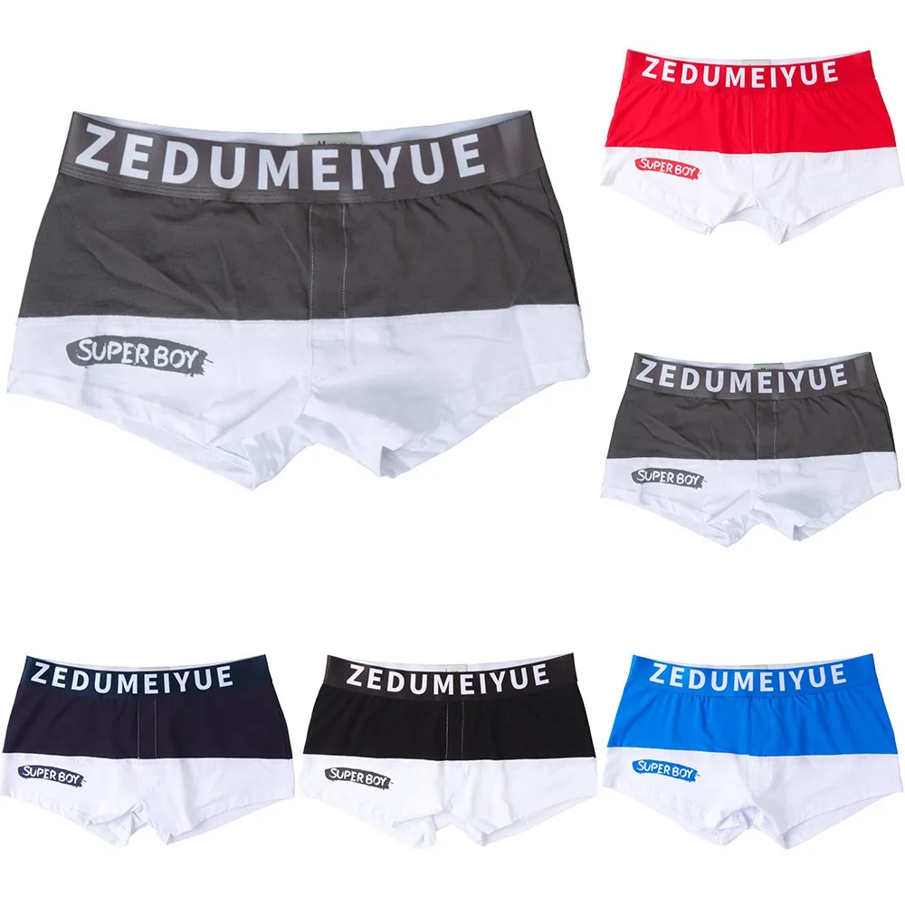 

Men Soft Breathable Boxershort Male Cotton Sexy Underwear Boxershorts Youth Color Matching Male Briefs Fashion Printed Panties