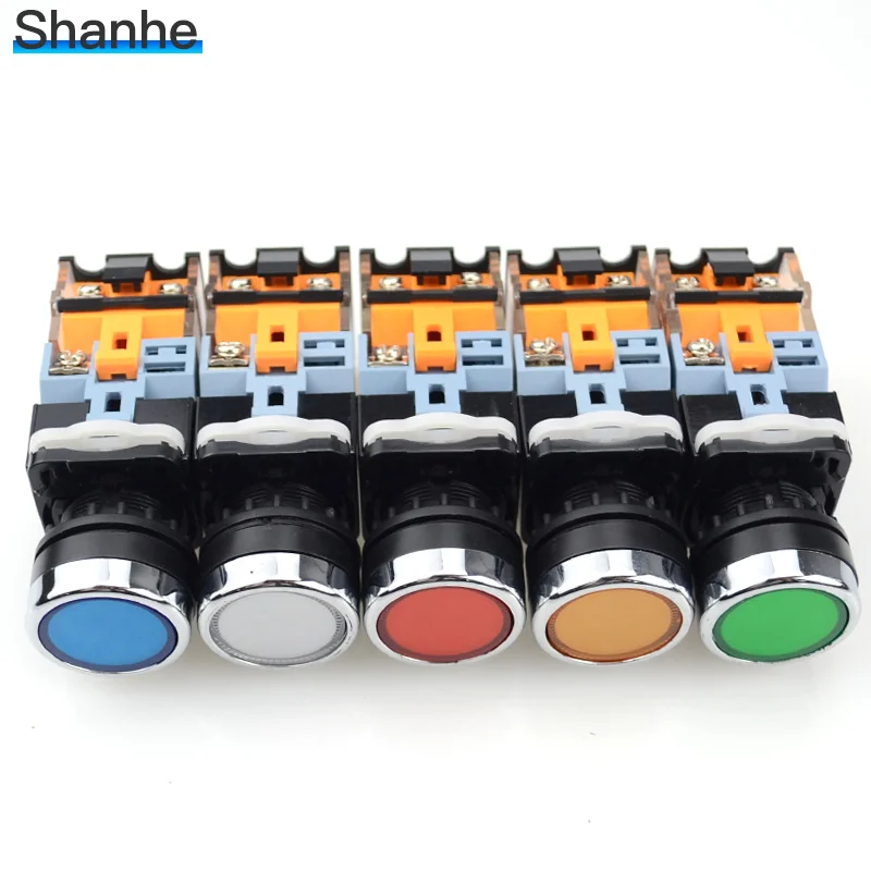 with LED Indicator light 22mm Push Button Switch 12V 24V 220V 380V