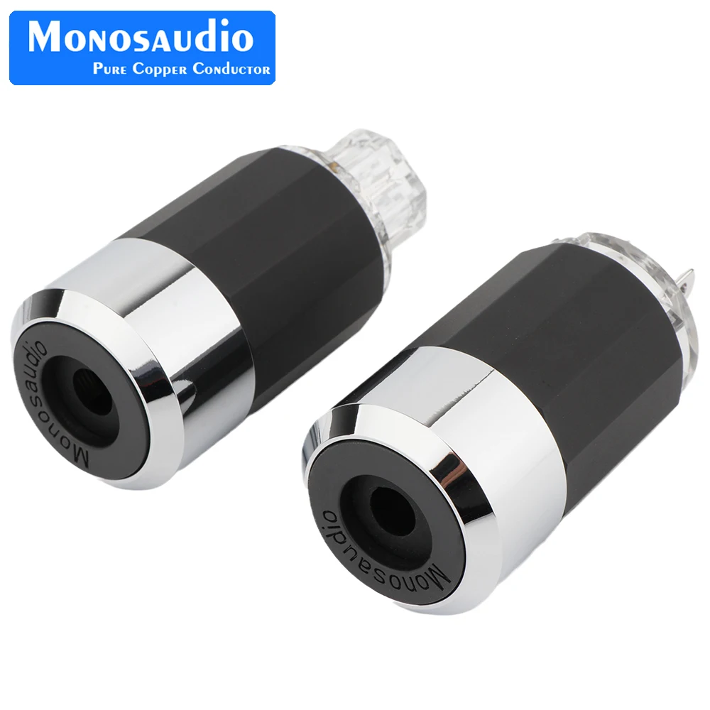 Monosaudio M109/F109 5N reines rotes Kupfer rhodinierter US-AC-Netzstecker, männlicher Stromanschluss, rhodiniert, US-Hifi-Netzstecker – Detail 6