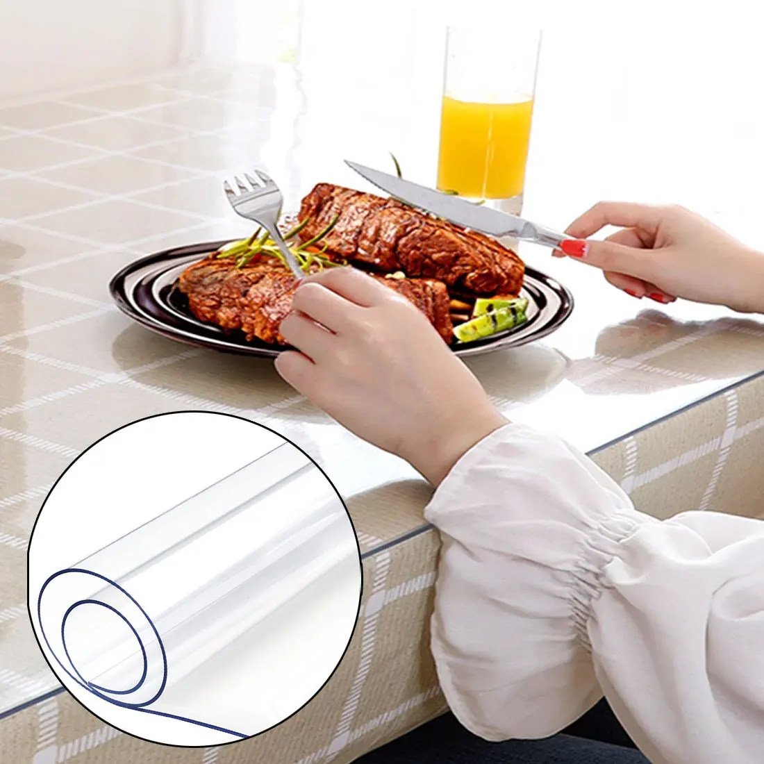 

Soft Glass Tablecloth Transparency PVC Table Cloth Waterproof Oilproof Kitchen Dining Table Cover for Rectangular Table Cloth