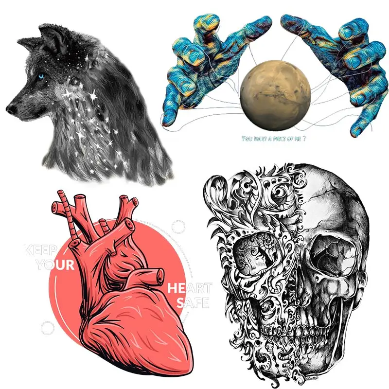 Термонаклейки в форме сердца на одежду, наклейки в стиле панк, байкера, термонаклейки на одежду, термопереводные нашивки в стиле хиппи с черепом на одежду