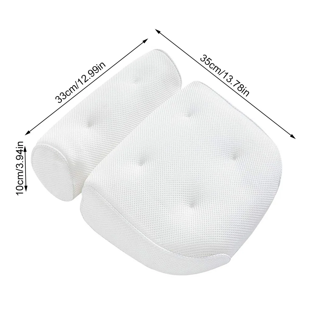 

Spa Non-Slip Bath Pillow 3D Mesh Bathtub Pillow Head Rest Pillow With Suction Cups Neck Back Support Rest Cushion Pillow