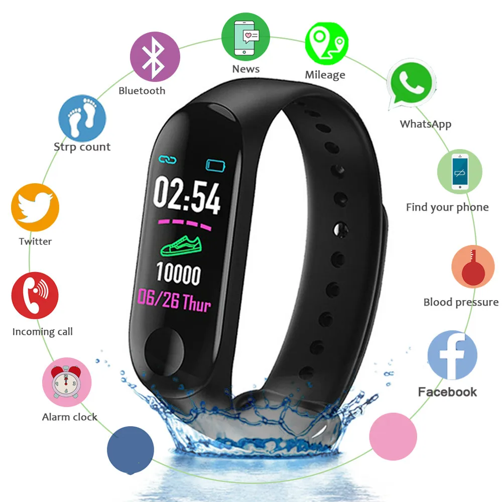 M3 Plus умный Браслет жизнь водонепроницаемый пульсометр Смарт-часы Bluetooth шагомер