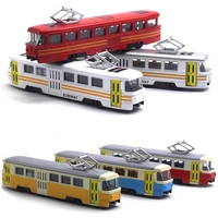 kids train model toy classic train tram diecast pull back model with led music developmental educational toy gift